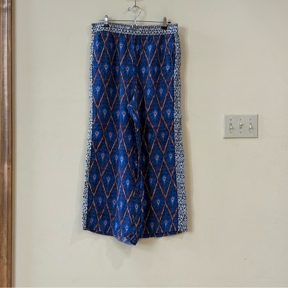 Anthropologie Vale Blue Aztec Printed Wide-Leg Pull-On Pants - Picture 5 of 9